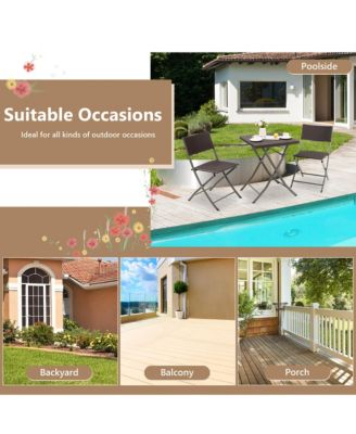 3PCS Patio Bistro Set Folding Wicker Chairs and Table Outdoor Patio Furniture Set