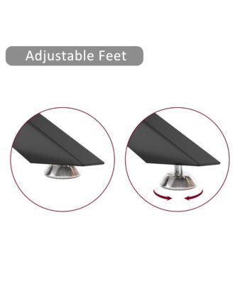 Rectangular Clear Tempered Glass Coffee Table with Adjustable Feet and Metal Legs for Living Room