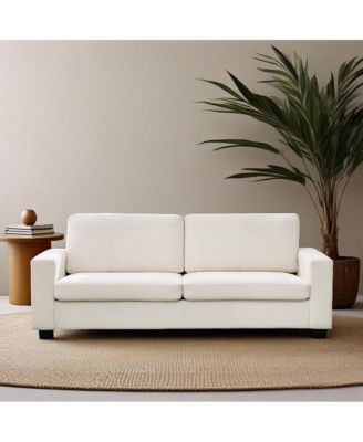 83" Modern 3-Seater Sofa, Tufted Teddy Velvet Couch, Plush Cushions, Hardwood Frame