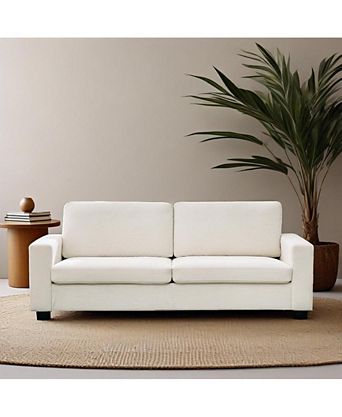 83" Modern 3-Seater Sofa, Tufted Teddy Velvet Couch, Plush Cushions, Hardwood Frame