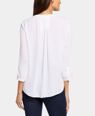 Petite Pintuck Split neck Top