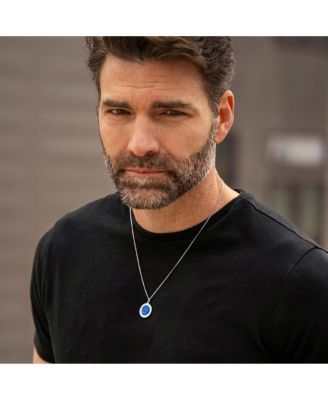 Men's St. Christopher Pendant Sterling Silver, 21" Micro Cuban Chain