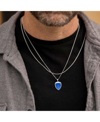 Men's St. Michael Pendant Sterling Silver, 21" Micro Cuban Chain