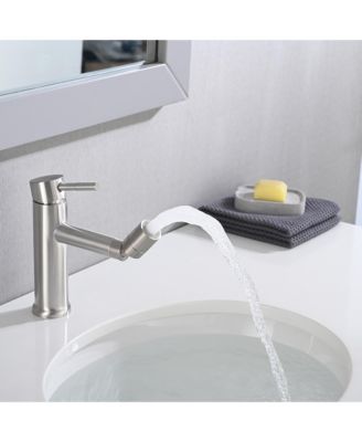 Brushed Nickle Bathroom Faucet for 2 Mode Faucet for Bathroom Sink with 360degree(s) Rotating Aerator