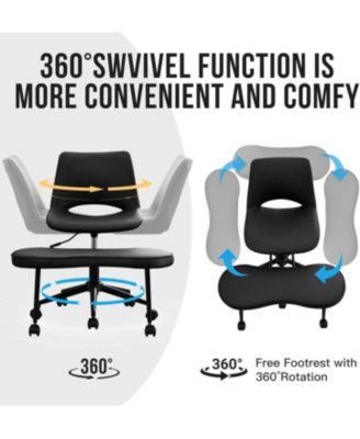 Ergonomic Cross-Legged Office Chair with High Lumbar Support, Adjustable Height Kneeling Chair