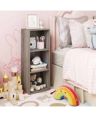 3 Cube Decorative Bookshelf Open Bookcase Toy Storage Organizer Horizontal Vertical, Gray