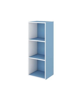 3 Cube Decorative Bookshelf Open Bookcase Toy Storage Organizer Horizontal Vertical, Blue