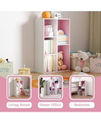 5 Cube Storage Bookshelf Kids Toy Organizer Horizontal Vertical, Pink