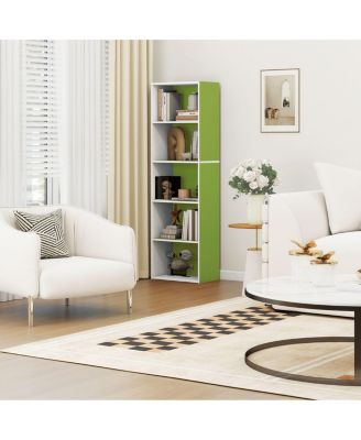 5 Cube Decorative Open Bookshelf Kids Toy Storage Organizer Horizontal Vertical, Green