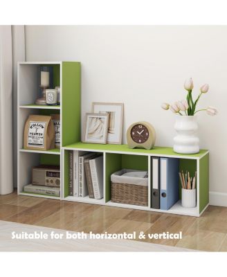 3 Cube Decorative Bookshelf Open Bookcase Toy Storage Organizer Horizontal Vertical, Green