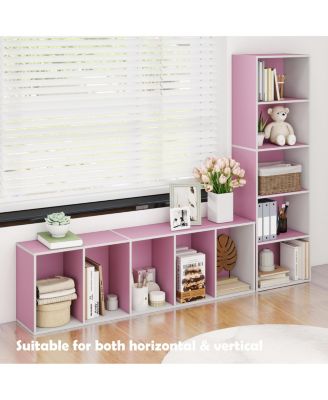 5 Cube Decorative Open Bookshelf Kids Toy Storage Organizer Horizontal Vertical, Pink