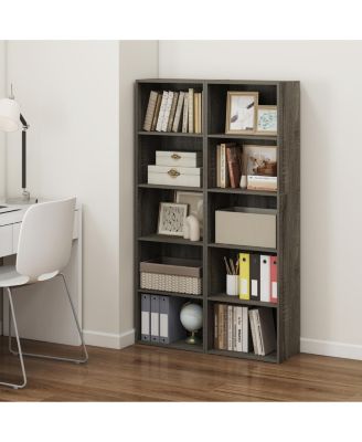 5 Cube Decorative Open Bookshelf Kids Toy Storage Organizer Horizontal Vertical, Gray