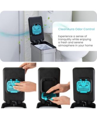 3 Gallon Slim Stainless Steel Trash Can with CleanAura Odor Control and Soft Close Lid, Silver