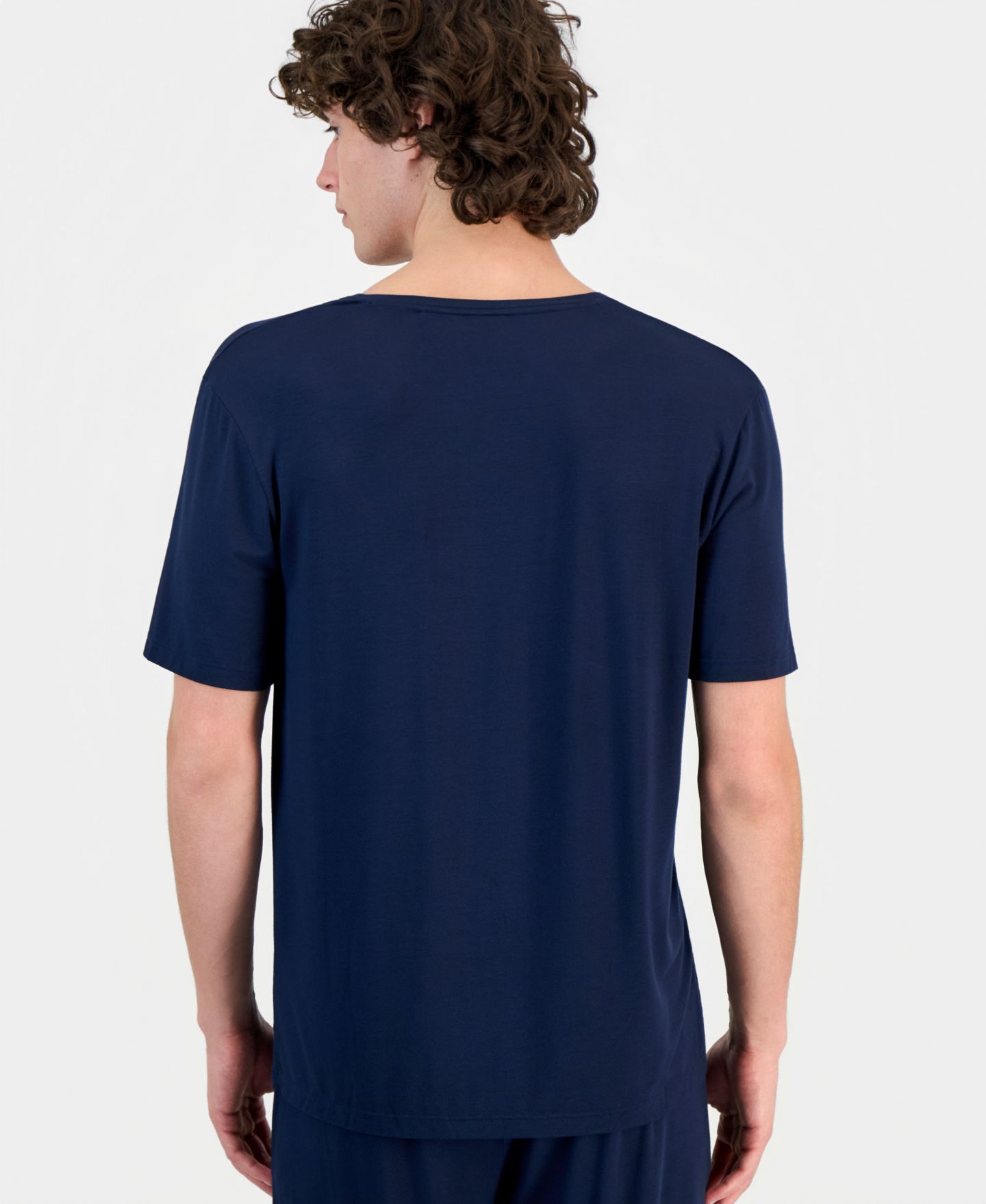 Мужская футболка Hugo Boss Modal-Blend V-Neck Comfort, цвет: Тёмный синий — фото 4