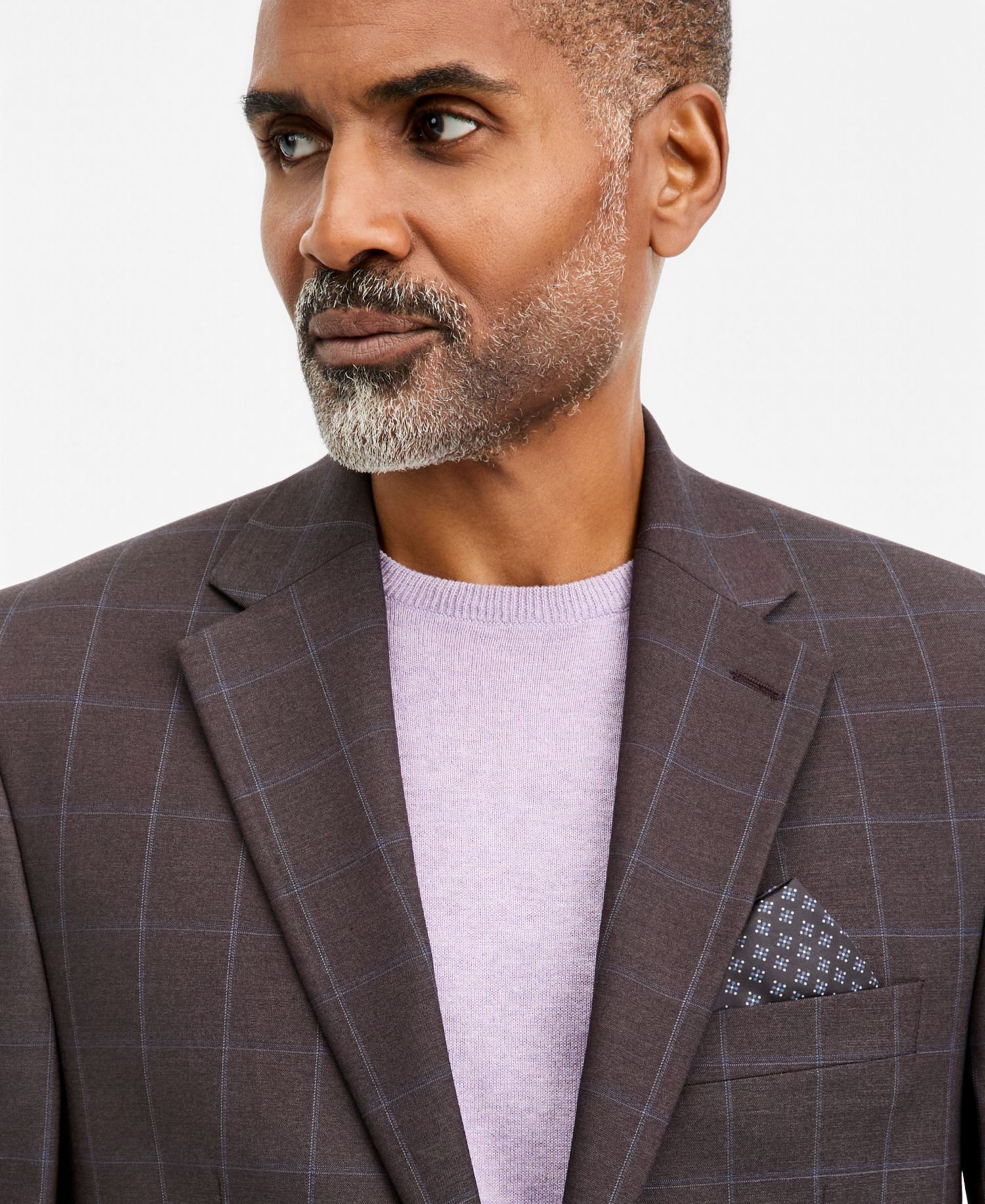 Men's Classic-Fit Brown & Blue Check Suit Separate Jacket