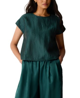 Women's Round-Neck Short-Sleeve Boxy Top