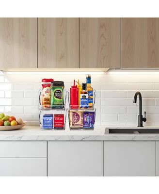 Small Square Stackable Open Front Storage Bins - For Pantry, Kitchen and Home Organization