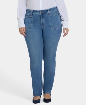 Plus Marilyn Straight Jeans with Front Patch Pockets