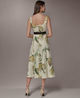 Petite Square-Neck Printed Dress