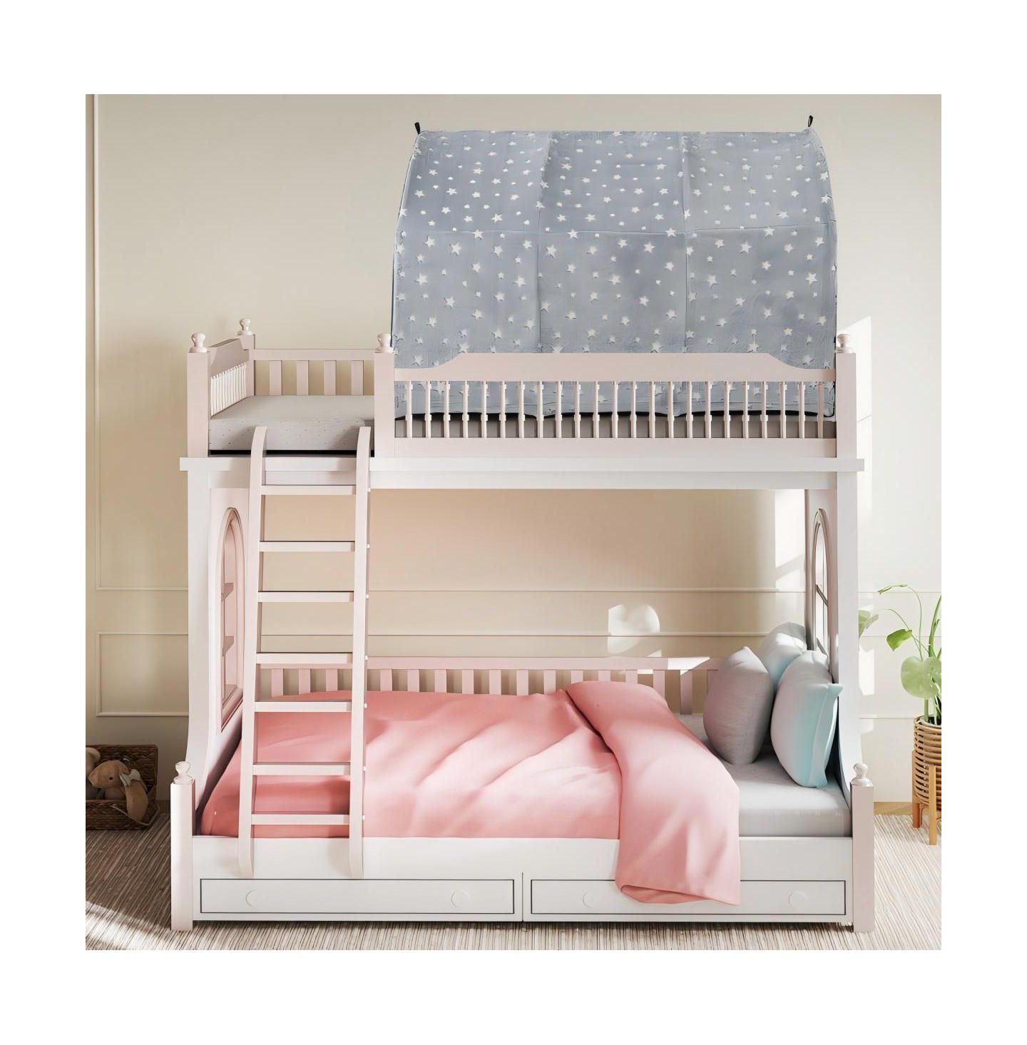 Детские игрушки HONGGE Glow-in-the-Dark Stars Twin Bunk Bed Tent Canopy, 3-Piece Set, Ages 3+ — фото 6
