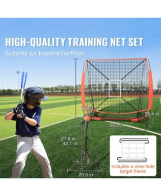 5 x 5 Ft Baseball Softball Practice Net with Bow Frame and Carry Bag
