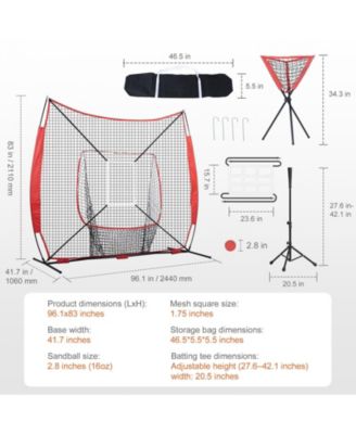 7 x 7 Ft Baseball Softball Practice Net with Bow Frame, Tee and Ball Collector