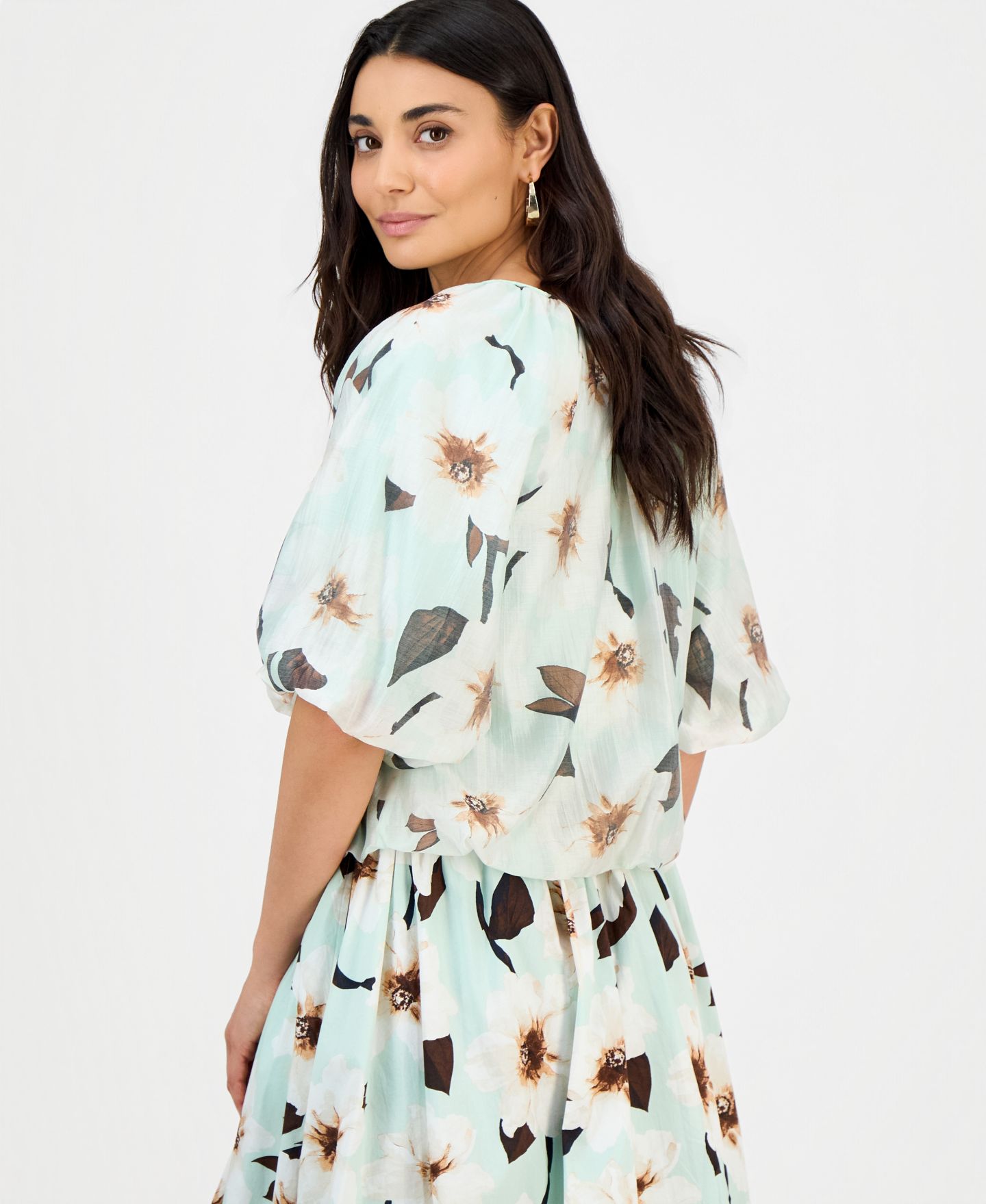 Женская блузка I.N.C. International Concepts Petite Puff-Sleeve Bubble Blouse, цвет: Kari Garden — фото 2