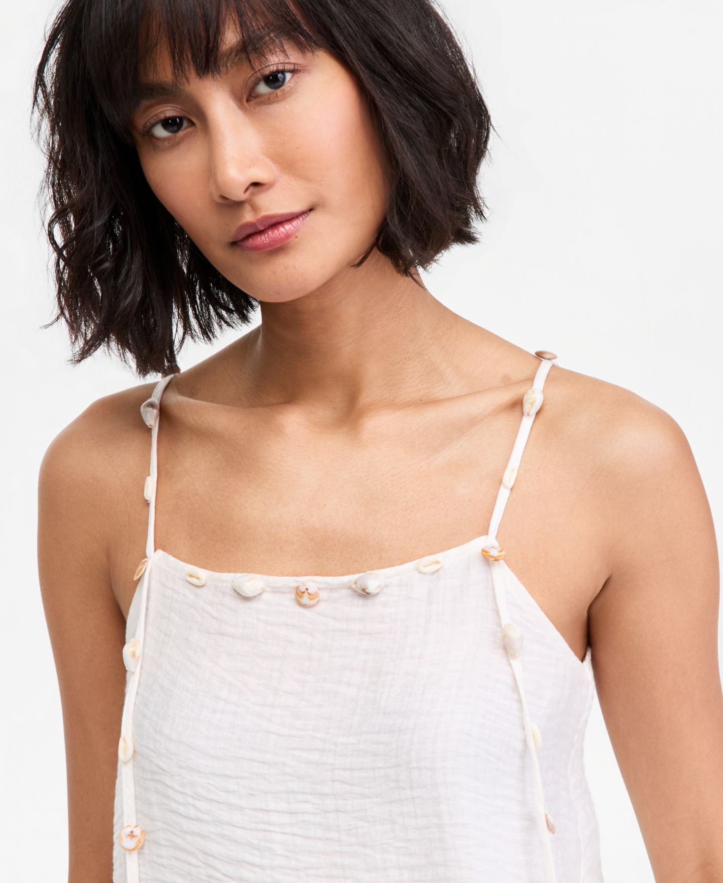 Женский топ On 34th Beaded-Strap Cropped Gauze Tank Top, цвет: Зимняя слоновая кость — фото 3