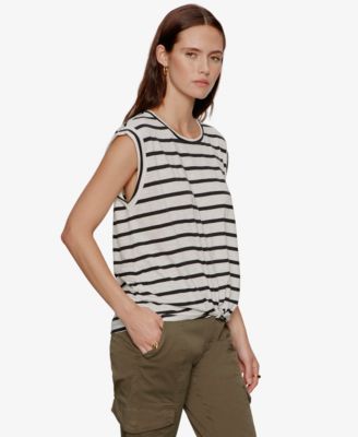 Women's Knot-Front Crewneck Muscle T-Shirt