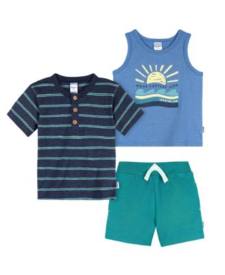 Baby Boys 3-Piece T-Shirts and Shorts, Stars and Stripes, 18 Months