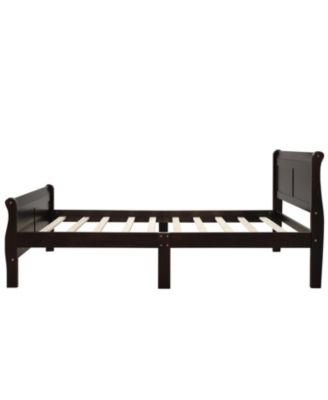 Wood Platform Sleigh Bed Frame with Headboard Footboard Wood Slat Support Mattress Foundation
