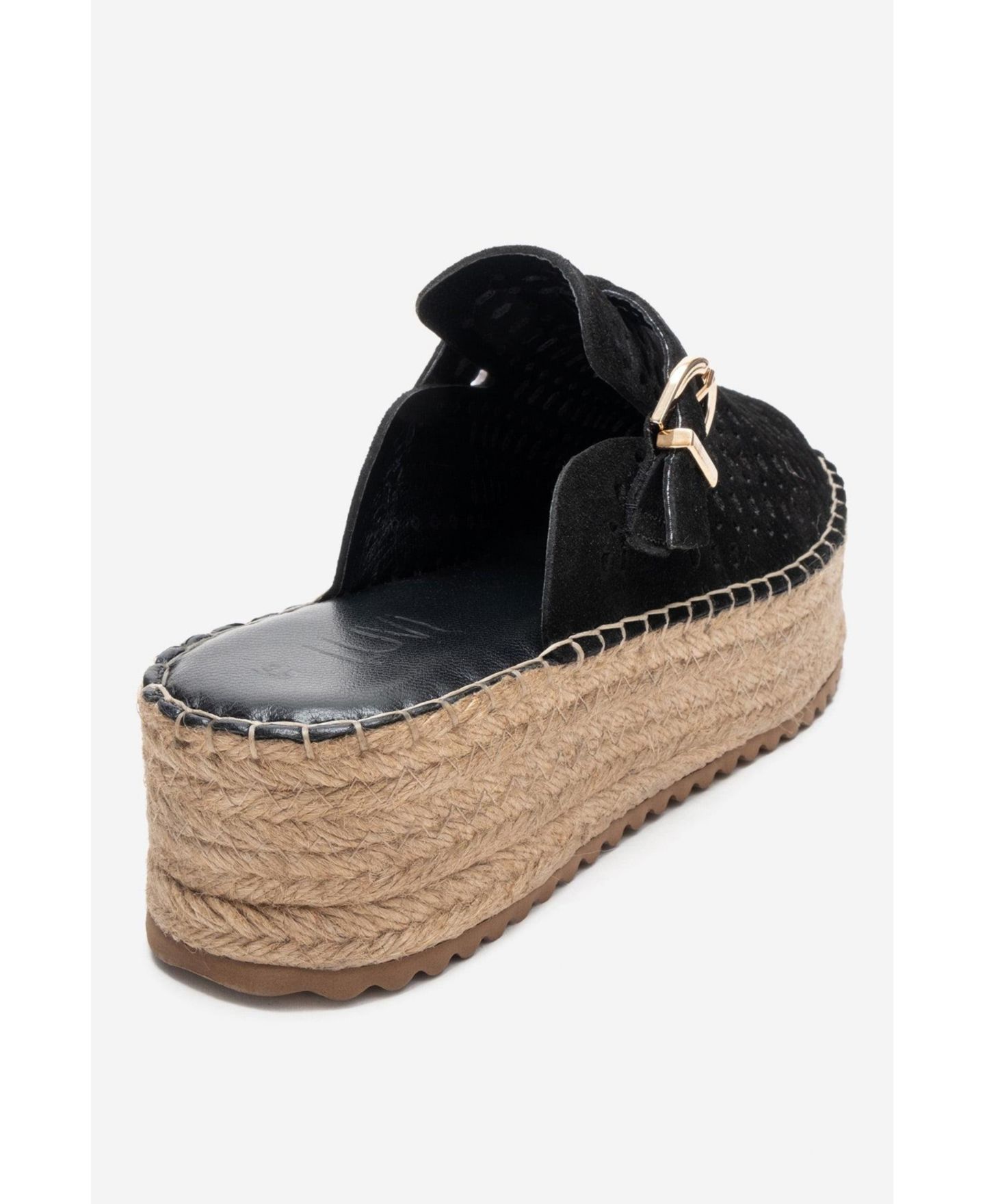 Женские сандалии Forever & Always Shoes Louis Leather Platform Sandal, цвет: Чёрный замшевый — фото 5