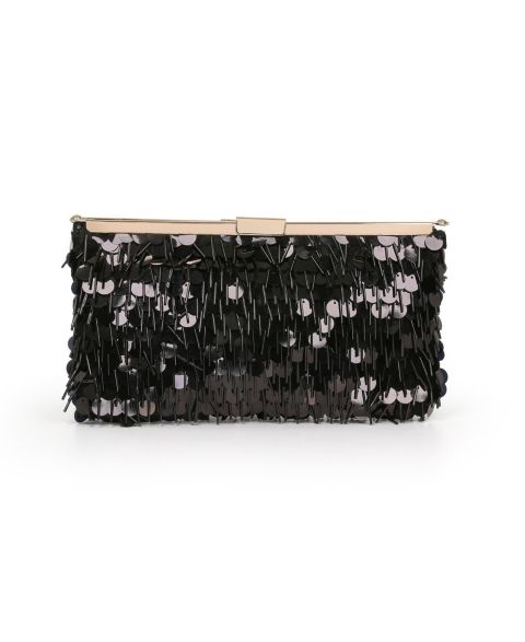 Женский клатч Jewel Badgley Mischka Briar Mixed Sequin Hinged Frame Clutch, цвет: Чёрный