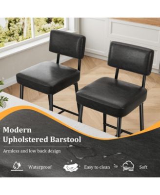 Bar Stools Set of 2,26" Faux Leather Counter Height Bar Stool with Back,Metal Legs,Modern Upholstered Barstool Chairs