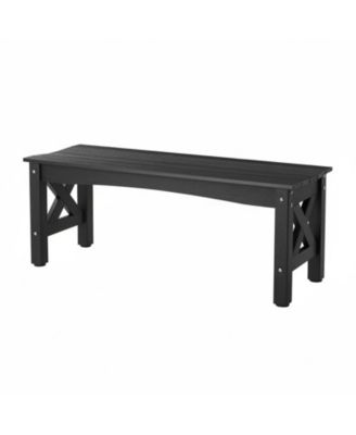 44.5-Inch Weatherproof Plastic Outdoor Bench with Adjustable Feet