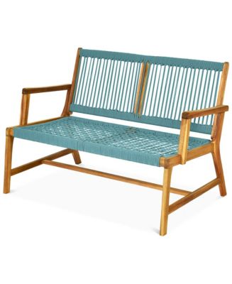 Gymax Wooden Rope Bench Loveseat Patio Garden Outdoor w/ Backrest and ...
