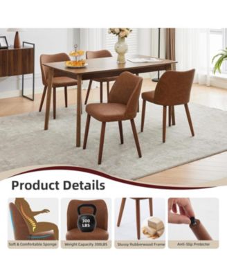 Dining Chair Set of 6,Linen Upholstered Dining Chair with Solid Wood Legs,Wing Backrest,Wooden Kitchen Chair,Kitchen Chairs with Thick Cushions