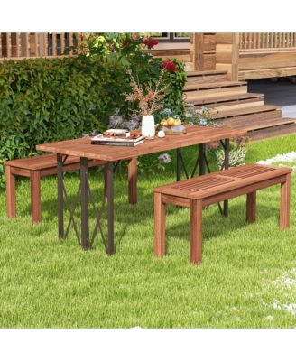 2-Person Outdoor Bench Patio Bench w/ Slatted Seat Weather Resistant Solid Wood Frame