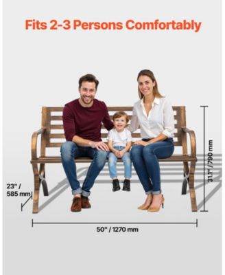 Carbon Steel Outdoor Bench with Slatted Backrest