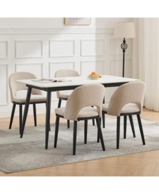 Upholstered Dining Chairs Set of 4,Modern Fabric Dinner Chairs with Wood Legs,Large Dining Room Kitchen Chairs with High Back and Deep Seat