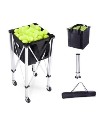 Tennis Ball Hopper Cart Holds 180 Balls, Aluminum Frame with Wheels and Removable Bag