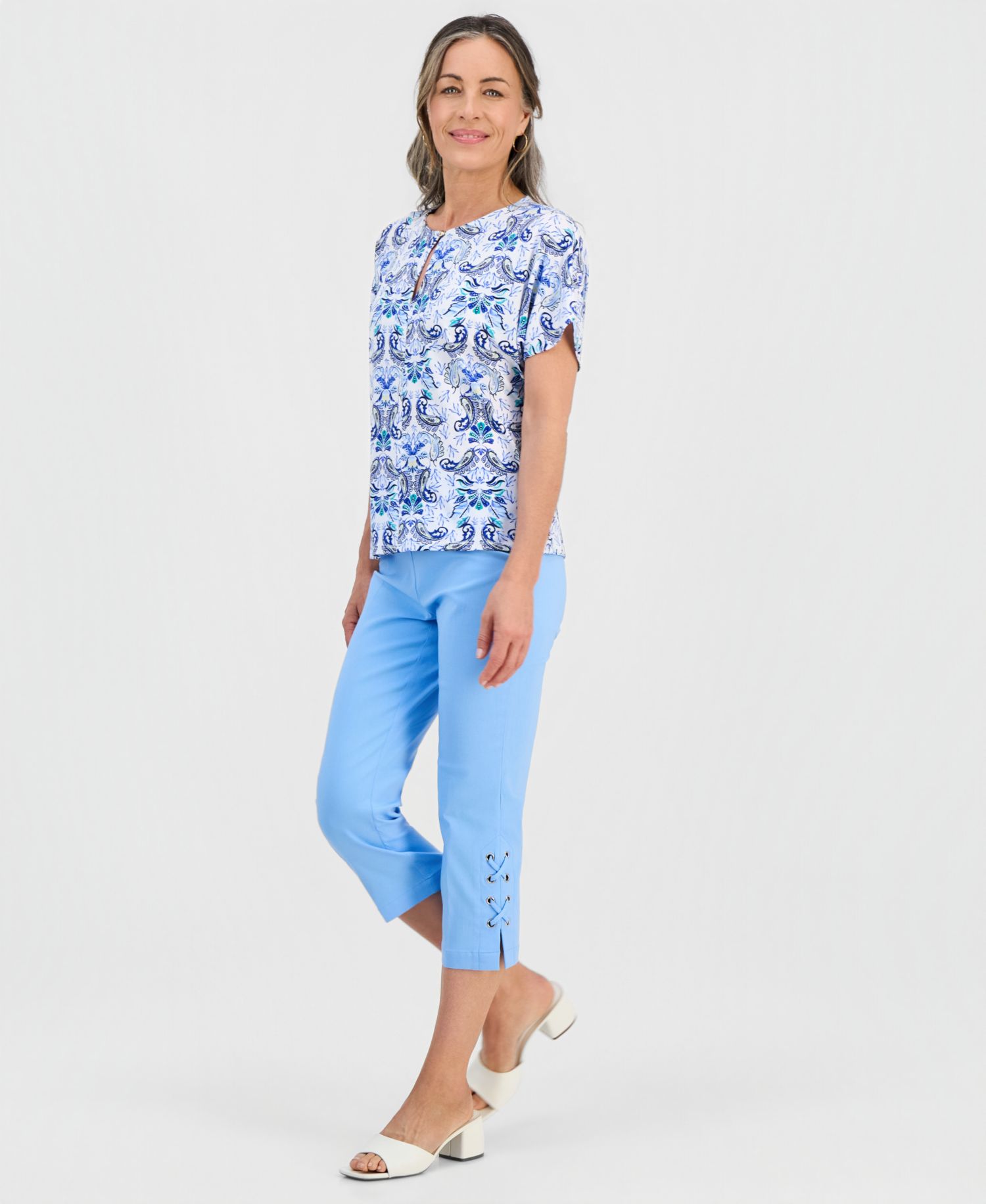 Petite Luca Paisley Keyhole Top