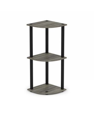 3 Tier Decorative Corner Bookshelf Display Rack, Gray