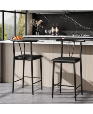 Bar Stools Set of 2 with Backrest and Footrest,Kitchen Barstools with Thick Cushion,25 in Counter Height Bar Stools,for Dining Room,Kitchen