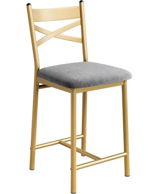 Bar Stools Set of 4,Upholstered Kitchen Barstools with Footrest and Back,PU Leather Counter Height Bar Stools with Thick Cusion,Bar Charis