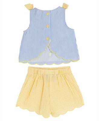 Baby Girls' Striped Seersucker Top and Elastic Waistband Shorts, 2-Piece Set