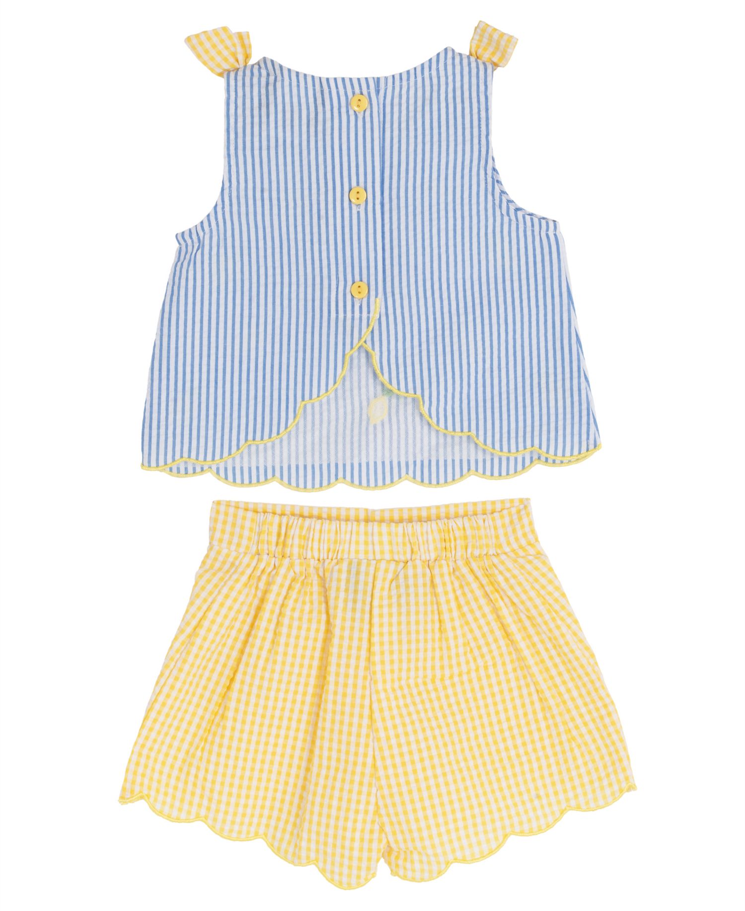 Baby Girls' Striped Seersucker Top and Elastic Waistband Shorts, 2-Piece Set