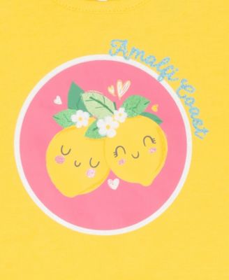 Rare Edition Baby Girls' Lemon Applique Top and Print Shorts, 4-Piece Set