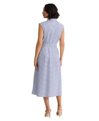 jones new york t shirt dress Jones New York Sport Size 8 Linen Blend Sleeveless Stripe Maxi Shirt Dress