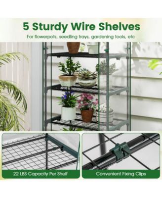 27” x 19” x 75” Mini Greenhouse with 5 Tier Shelves, PE Cover, Roll-Up Zipper Door